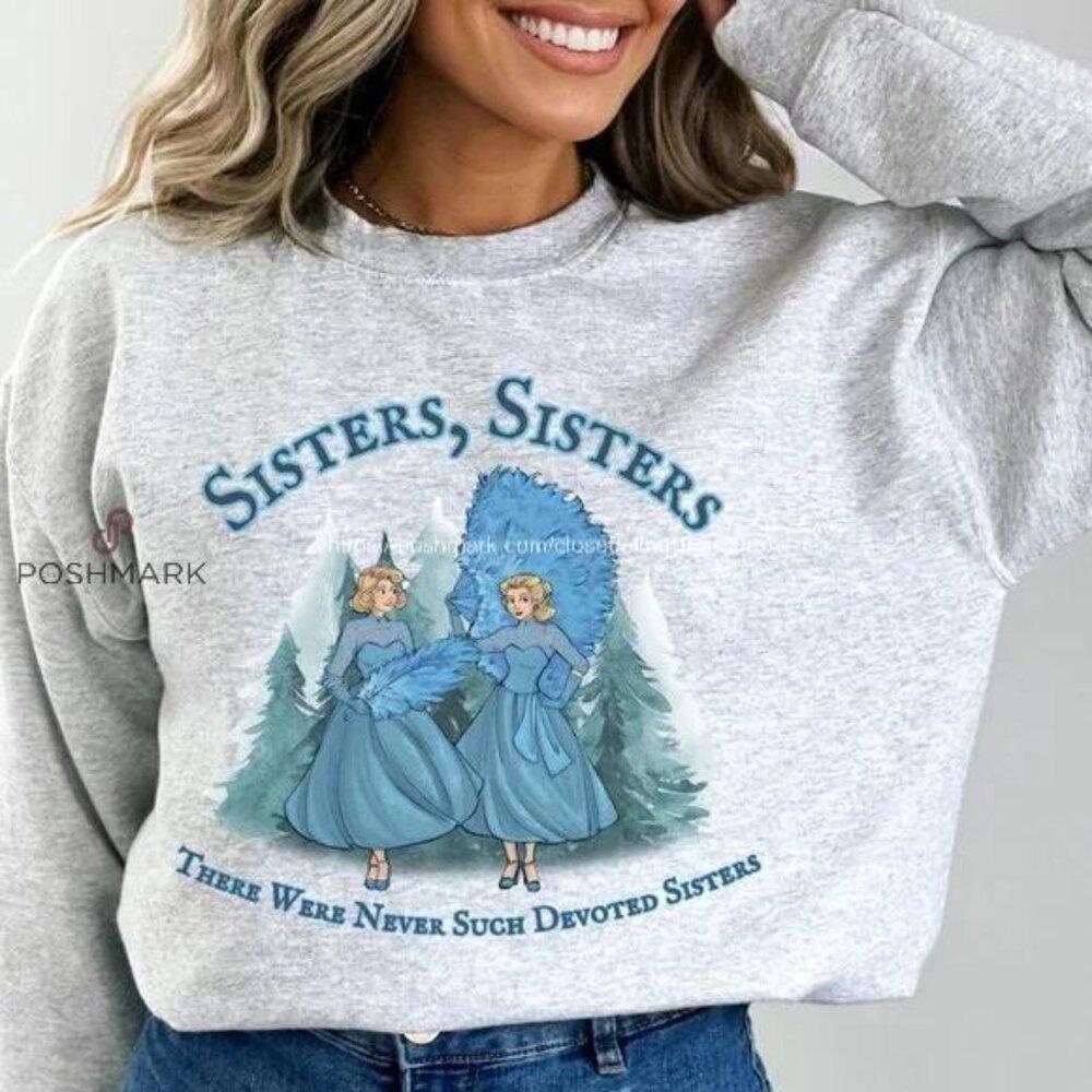 Haynes Such Devoted Sisters Snow Holiday White Christmas Sweatshirt Grey